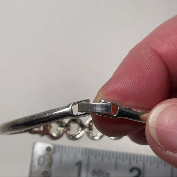 Silver and Gold Tone Bracelet with Circular Rhinestone Embellishment - Picture 5 of 5